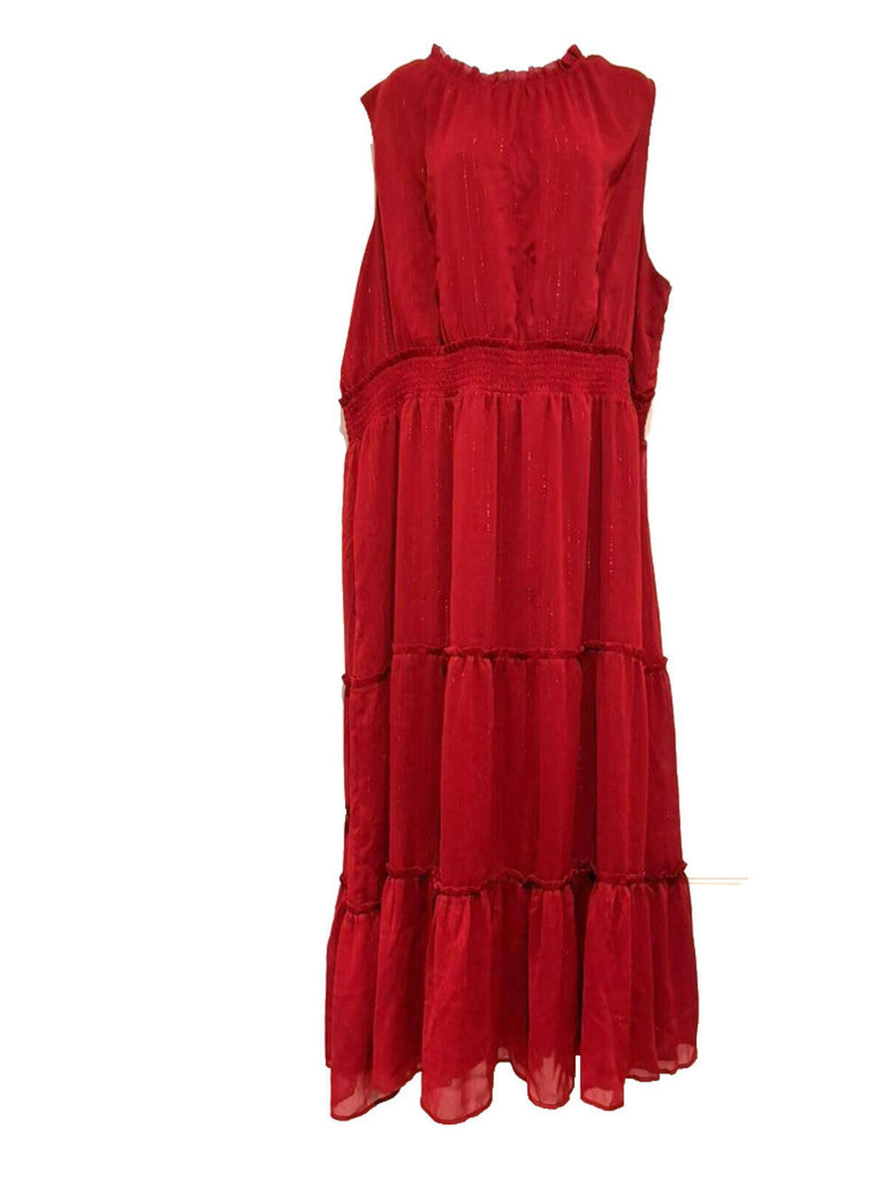 Draper James sz 3X brick red sleeveless maxi dress ruffled C